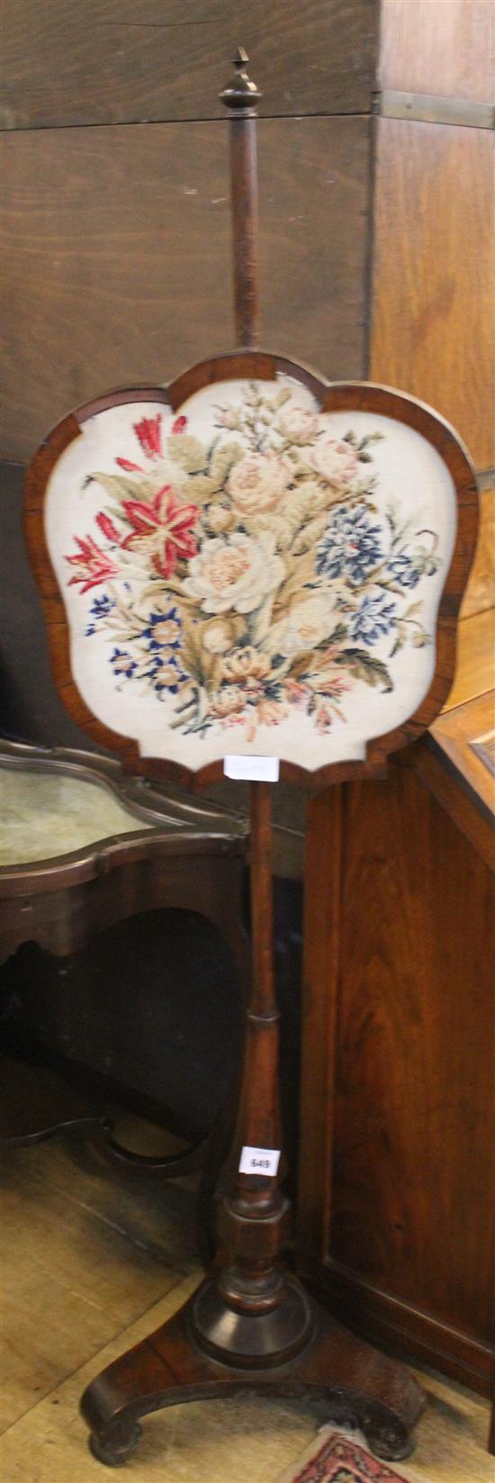 19thC needle worked pole screen